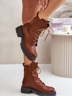 Zateplené Kotníkové Boty Workery Na Zip Hnědé Leairae