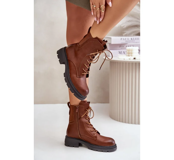 Zateplené Kotníkové Boty Workery Na Zip Hnědé Leairae Zateplené Kotníkové Boty Workery Na Zip Hnědé Leairae