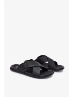 Pánské kožené pantofle s přezkou Big Star – černé