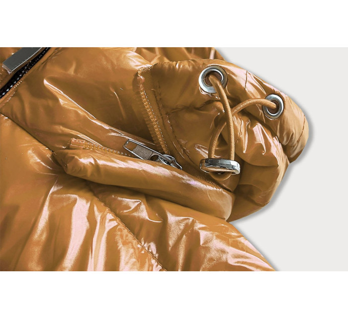 Krátká prošívaná dámská bunda v hořčicové barvě s kapucí model 16146883 - CANADA Mountain