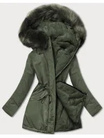 Khaki teplá oboustranná dámská zimní bunda (w610big)