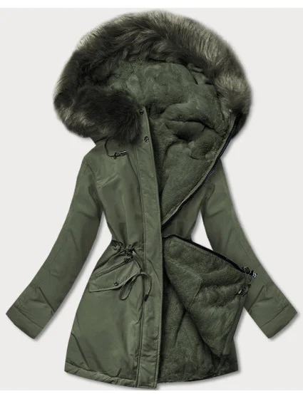 Khaki teplá oboustranná dámská zimní bunda (w610big)