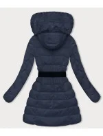Tmavě modrá péřová dámská zimní bunda (2M-007)