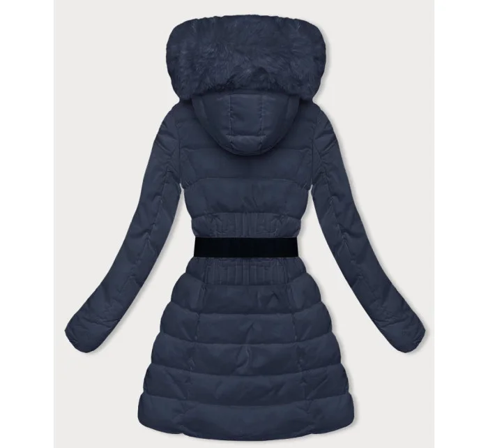 Tmavě modrá péřová dámská zimní bunda (2M-007)