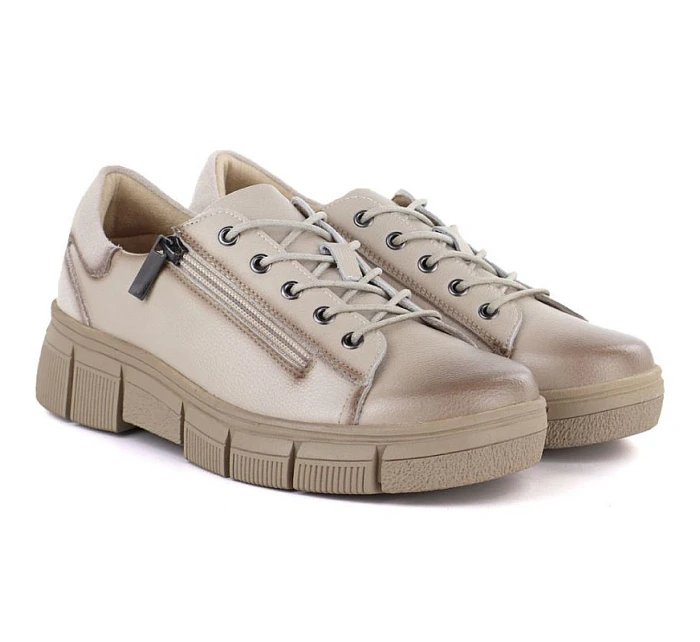 Dámské kožené boty na platformě béžové Cambell 26-19305 Dámské kožené boty na platformě béžové Cambell 26-19305