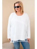 Dámská bavlněná blůza Plus Size s třásněmi bílá Dámská bavlněná blůza Plus Size s třásněmi bílá