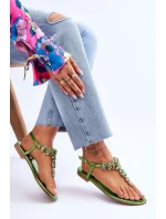 Dámské sandály žabky s kamínky Zelená model 21619860 - Boto Dámské sandály žabky s kamínky Zelená model 21619860 - Boto