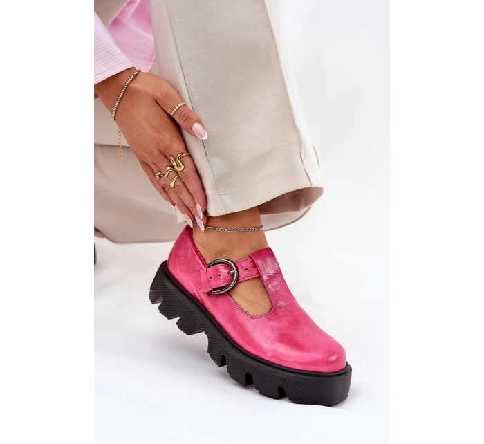 Lakované Kožené Polobotky S Přezkou model 21686537 Fuchsie - Zazoo Lakované Kožené Polobotky S Přezkou model 21686537 Fuchsie - Zazoo