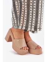 Dámské Sandały Z Eko Kůže Na Podpatku A Platformě Khaki model 21688928 - Boto Dámské Sandały Z Eko Kůže Na Podpatku A Platformě Khaki model 21688928 - Boto