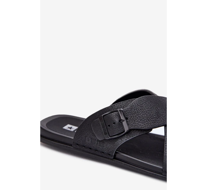 Pánské Kožené Sandały S Přezkou Big Star model 21693015 Černé - Big Star Shoes Pánské Kožené Sandały S Přezkou Big Star model 21693015 Černé - Big Star Shoes