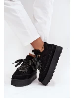 Šněrovací dámské sněhule na platformě vyhřívané kožešinou Černé model 21710251 - Boto Šněrovací dámské sněhule na platformě vyhřívané kožešinou Černé model 21710251 - Boto