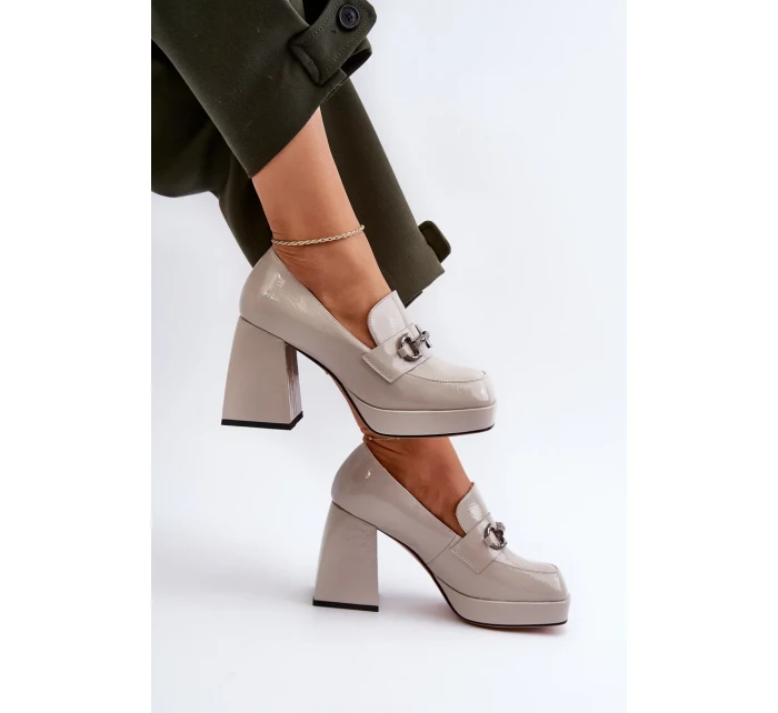 Dámské patentované boty na vysokém podpatku Šedá D&A Dámské patentované boty na vysokém podpatku Šedá D&A