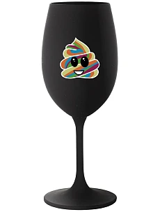 DUHOVÉ VESELÉ EE - černá sklenice na víno 350 ml