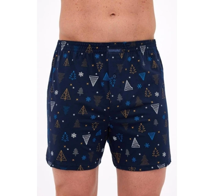 Pánské boxerky 016/23 Night 3 Christmas Tmavě modrá vzor - Cornette Pánské boxerky 016/23 Night 3 Christmas Tmavě modrá vzor - Cornette