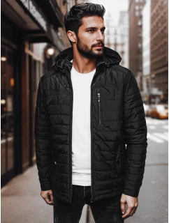 Pánská přechodná prošívaná bunda s kapucí černá FashionStreet TX4998