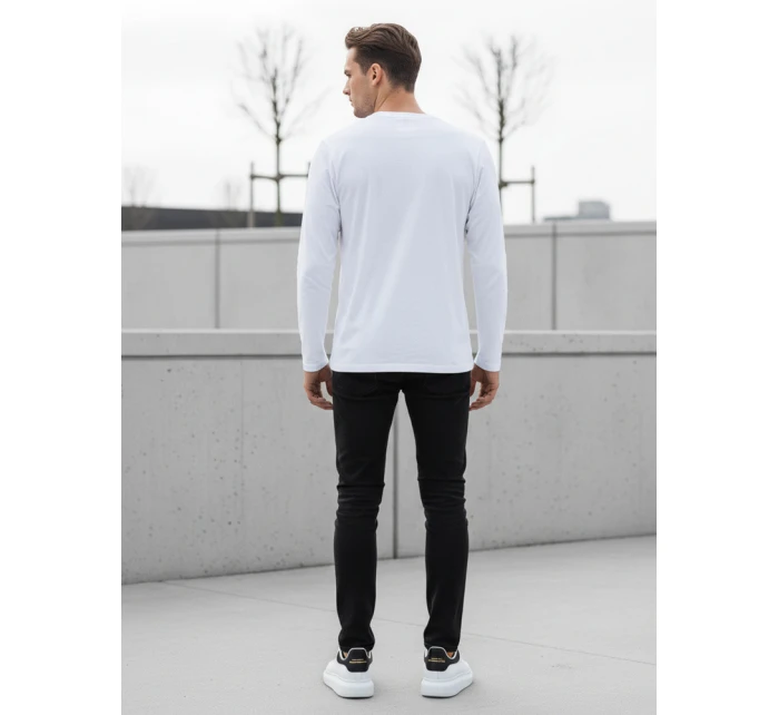 FashionStreet pánské bílé tričko s dlouhým rukávem LX0579 FashionStreet pánské bílé tričko s dlouhým rukávem LX0579