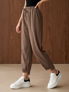 Spodnie damskie joggery z gumką w pasie brązowe FashionStreet UY3154