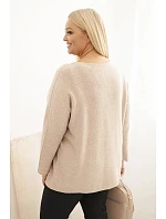 Dámský svetr plus size s lodičkovým výstřihem tmavě béžový