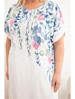 Dámské viskózové šaty Plus Size s krátkým rukávem a rozparky po stranách bílá