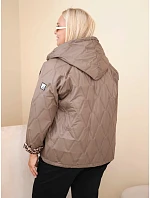 Dámská bunda Plus Size s kapucí a model 22321178 zakončením fango zelená - K-Fashion