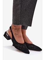 Kožené Semišové Dámské Sandály Otevřené S Síťkou Na Klíně D&A CR61-3004 Černé