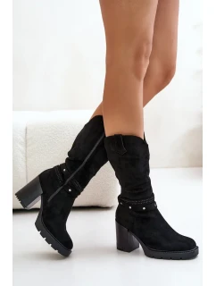 Dámské Kozačky Do Půl Lýtek Na Sloupku Zateplené Černé Ivanelis