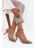 Lodičky z eko semiše Devoria – tmavě béžové