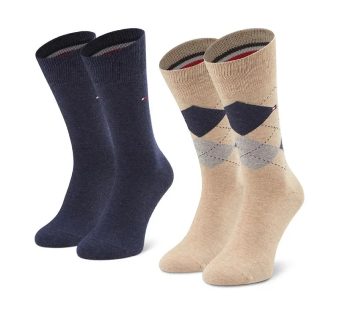 Ponožky 2pack M 100001495 050 béžové-modré - Tommy Hilfiger