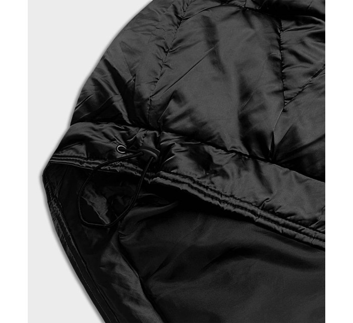 Krátká černá oversize bunda (H-1109-01)
