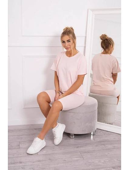 Souprava top+legíny pudrově růžová