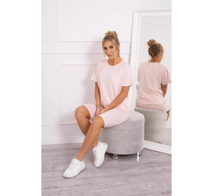 Souprava top+legíny pudrově růžová