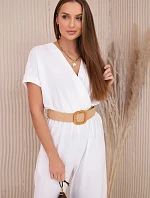 Kombinéza s ozdobným páskem v pase bílý