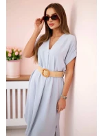 Šaty s ozdobným páskem šedý Šaty s ozdobným páskem šedý