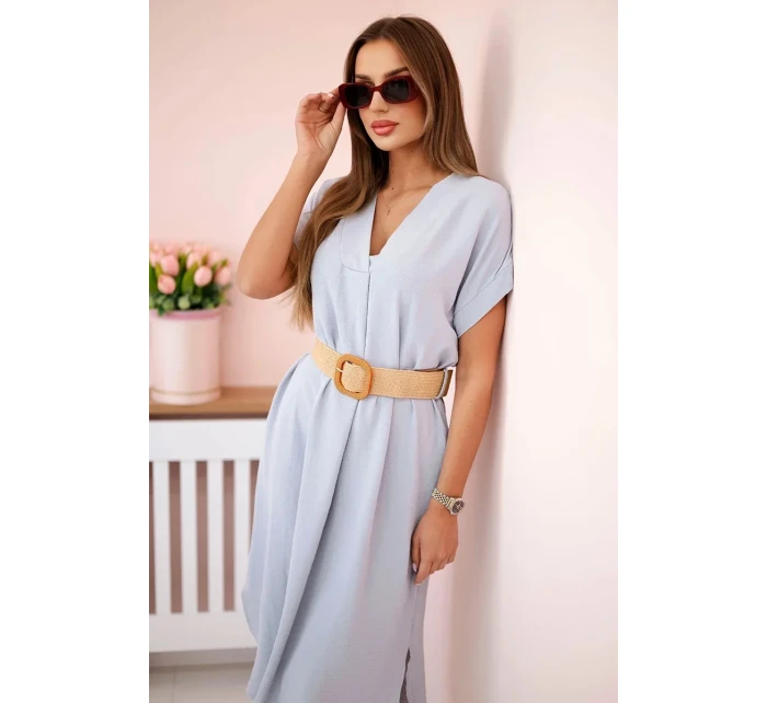 Šaty s ozdobným páskem šedý Šaty s ozdobným páskem šedý