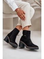 Dámské Botky Na Podpatku Zateplené Eko Semišové Černé model 21669122 - Boto Dámské Botky Na Podpatku Zateplené Eko Semišové Černé model 21669122 - Boto