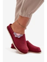 Dámské pantofle s květinou model 21714622 bordó - Inblu