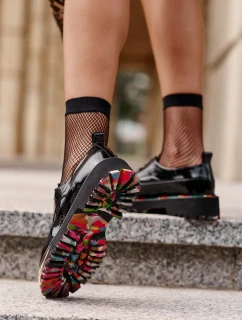 Lakované Dámské Polobotky Šněrovací Artiker Černé