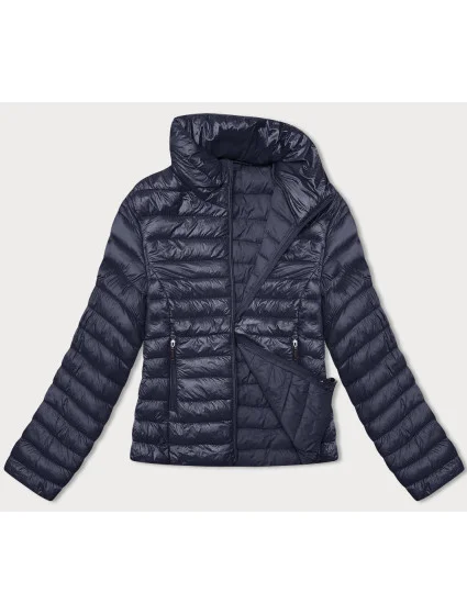 Tmavě modrá prošívaná dámská bunda se stojáčkem (16M9108-215)