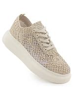 Dámská obuv na platformě se šněrováním béžová model 22098387 - VINCEZA