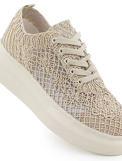 Dámská obuv na platformě se šněrováním béžová model 22098387 - VINCEZA