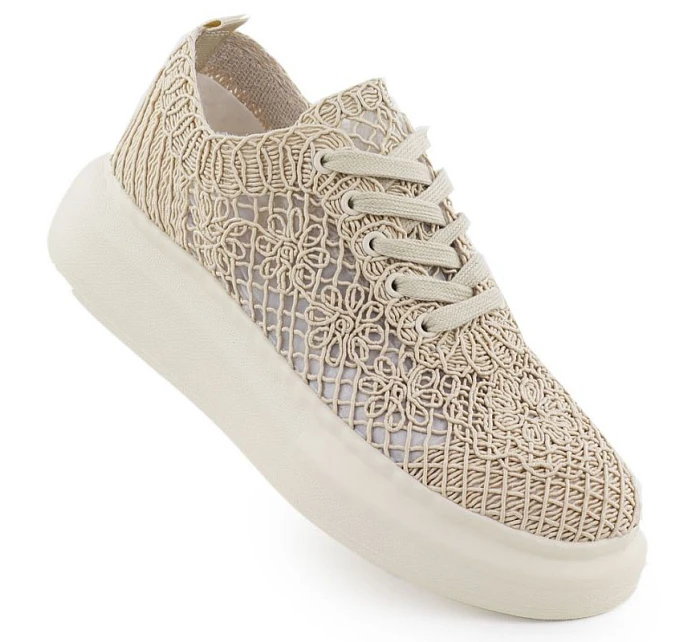 Dámská obuv na platformě se šněrováním béžová model 22098387 - VINCEZA