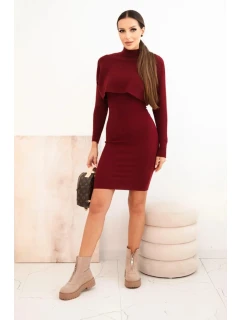 Dámský komplet viskózový top s šaty bordový