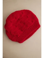 Dámská zimní čepice z vlny s ozdobným pletením K451 červená Dámská zimní čepice z vlny s ozdobným pletením K451 červená