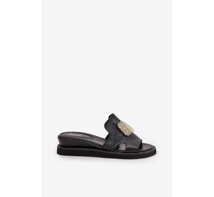Dámské Sandály Na Klínu Eko Kůže S Ozdobou Černé model 21686797 - Boto Dámské Sandály Na Klínu Eko Kůže S Ozdobou Černé model 21686797 - Boto