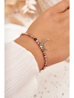 Náramek s korálky a zlatým měsícem Náramek s korálky a zlatým měsícem