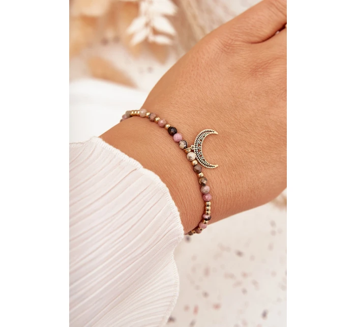 Náramek s korálky a zlatým měsícem Náramek s korálky a zlatým měsícem