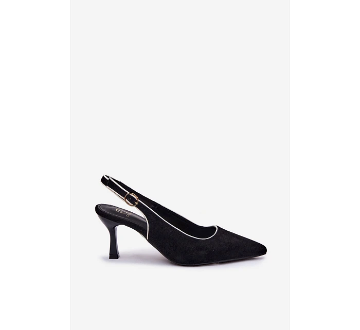 Dámské sandály na podpatku s lemovkou Černé model 22111356 - Boto