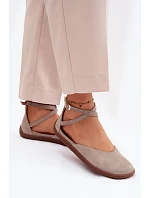 Semišové dámské baleríny Barefoot s pásky Zazoo 320 Cappuccino