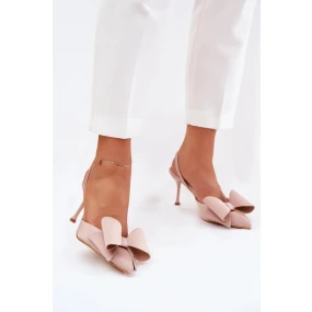 Lodičky s odkrytou patou a mašlí Eklevia – béžové