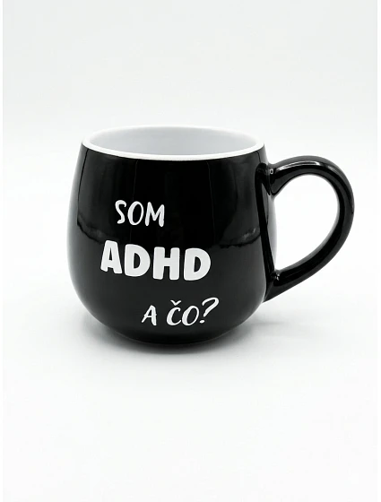 Keramický hrníček Som ADHD a čo? 300 ml černý - Giftela